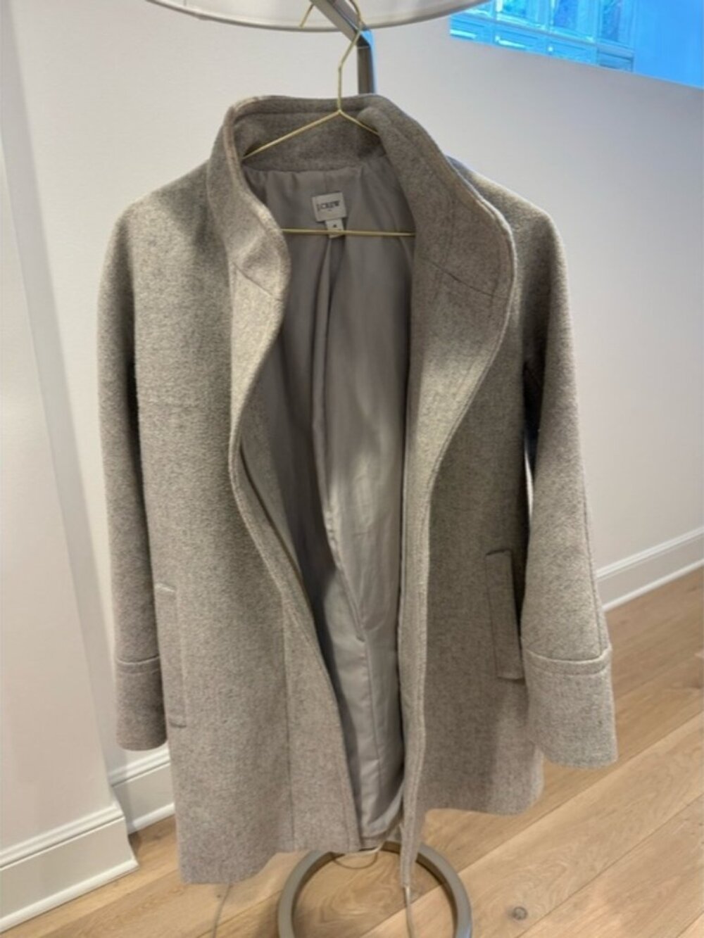 J. Crew Light Gray Wool Peacoat with Stand Collar